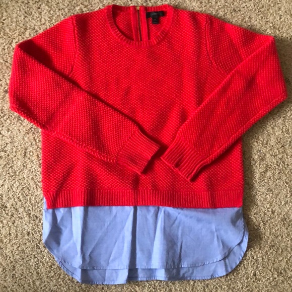 J Crew Wool Sweater with Attached Shirtail - Sz S - Picture 1 of 6